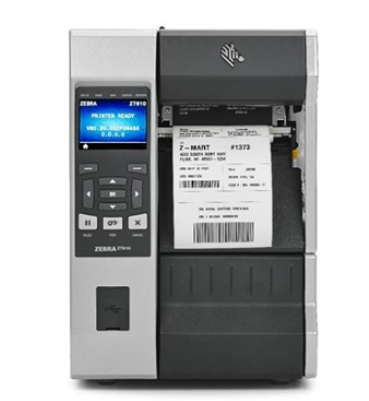 ZT610 TT Printer ; 4'', 203 dpi, Euro and UK cord, Serial, USB, Gigabit Ethernet, Bluetooth 4.0, USB Host, Cutter, Color, ZPL