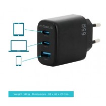 Wall Charger - 65W - 2 USB C + 1 USB A - GaN. MOQ 10 un