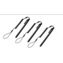 Stylus for capacitive touch panel with coiled tether, 3-pack. Constructed of conductive carbon-filled plastic material. This rigid plastic stylus is optimized for enterprise durability.